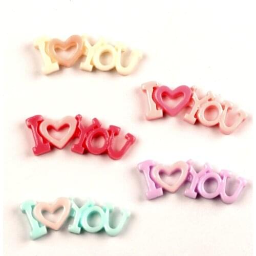 50Pcs Mixed Love You Resin Decoration Crafts Kawaii Bead Flatback Cabochon Scrapbook DIY Accessories Buttons
