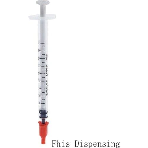 Dispensing Syringes 1cc 1ml Plastic with Tip Orange Cap Pack of 20