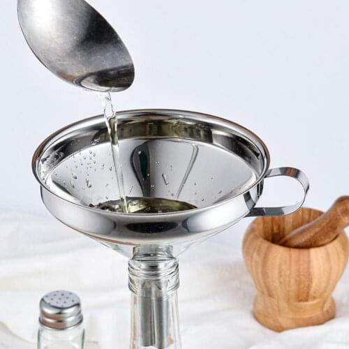 Stainless Steel Oil Honey Funnel Wine Leak Removable Filter Net Kitchen Gadget