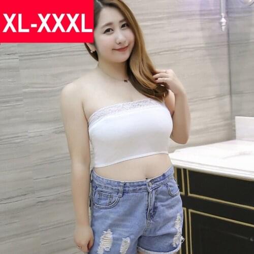 Plus size tube top for 110kg Women modal Bandeau XL-XXXL short wrapped chest Lady sexy underware wrap Seamless lace underware