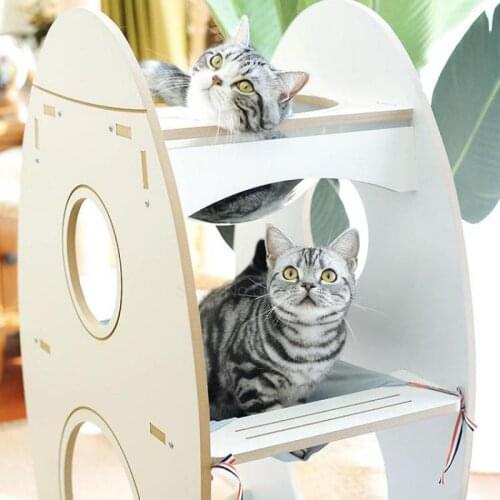 Take a small rocket! Three-layer rocket transparent space capsule cat climbing frame with removable washable hammock