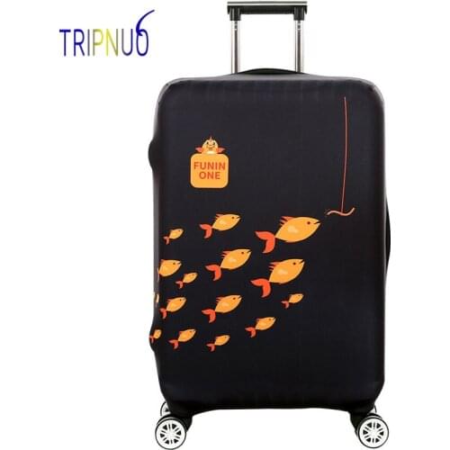 TRIPNUO Travel Suitcase Protective Covers Elasticity Cartoon Fish Luggage Covers for 18-32inch Thickest Suitcase Cover