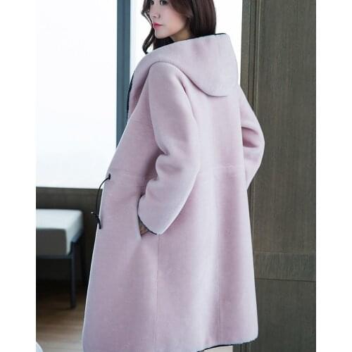 Winter Women Wool Coat 2020 New Elegant Long Hooded Warm Fur Coats Female Windbreaker Outwear casaco feminino LX2329