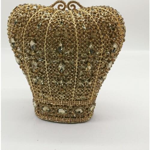 Gold Metal AB Rhinestone Purse High Quality Lady Girls Diamond Crystal Prom Ball Handbags Luxury Women Dinner Banquet Clutches