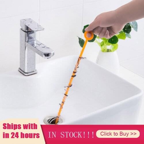 1PC Kitchen Sink Cleaning Hook Sewer Dredging Spring Pipe Hair Dredging Tool Removal Sink Drain Cleaning Tool With 47.5CM