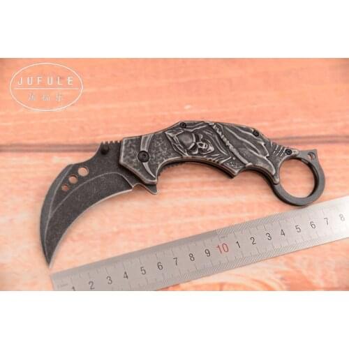 JUFULE 2018 Made Deadpool Karambit folding camping pocket Survival EDC tool Tactical outdoor hunting flipper kitchen knife