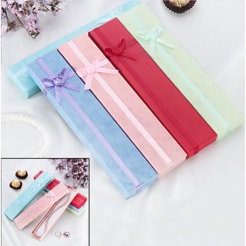5Pcs Long Jewellery Display Gift Boxes with Bow for Necklace/Bracelet/Watch Case 13MD
