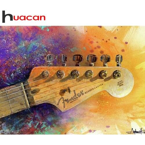 Huacan Diamond Painting Guitar Full Layout Diamond Mosaic Landscape Cross Stitch Diamond Embroidery Full Square