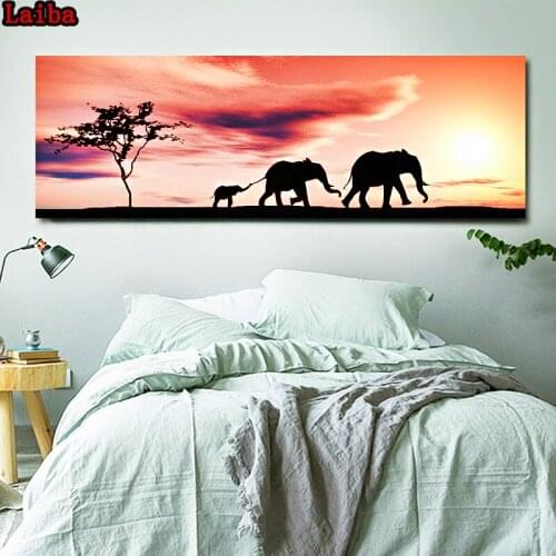 Diamond Painting Elephant in the sunset Diamond embroidery 5d Cross Stitch diy full square diamond mosaic drill Decor large