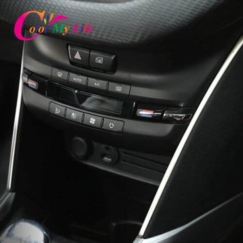 Car Central Control Air Conditioner Side Bright Strips Trim Sticker for Peugeot 2008 2014 2015 2016 2017 2018 Accessories