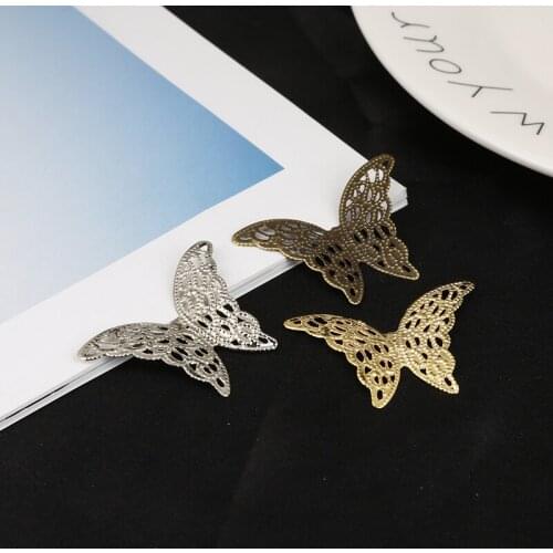 10pcs Gold/Bronze/Rhodium Plated Butterfly Filigree Wraps Connectors Metal Crafts Gift Decoration DIY Jewelry Making