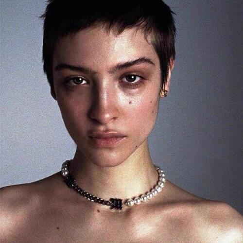 FFLACELL 2020 Unisex Popular Punk Hip-pop Silver Color Metal Letter Pearl Chain Necklaces Chokers for Women Men Party Jewelry