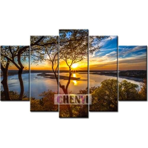 CHENYI Full Square Diamond Painting Multi-picture Sunset Scenery DIY Mosaic Diamond Art Rhinestone Pattern Needlework Decor Home