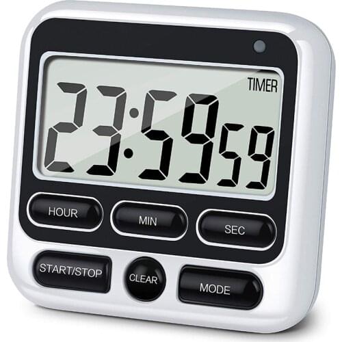 Digital Kitchen Timer with Mute/Loud Alarm Switch ON/OFF Switch, 12 Hour Clock & Alarm, Memory Function Count Up & Count Down fo
