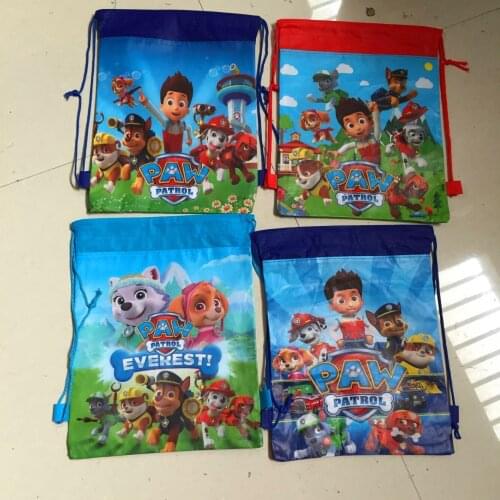 3pcs Paw Patrol Non-woven Fabrics Kid Travel Pouch Bag Cartoon Storage Clothes Cotton Drawstring Bags School Portable Backpack