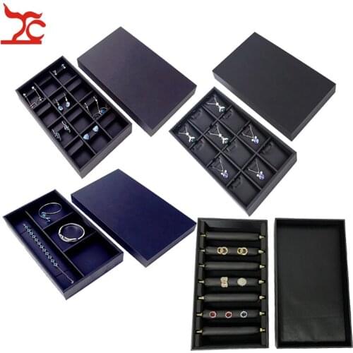 PU Leather Ring Box Watch Earring Pendant Necklace Packaging Tray With Lid Bracelet Jewelry Storage Organizer Box