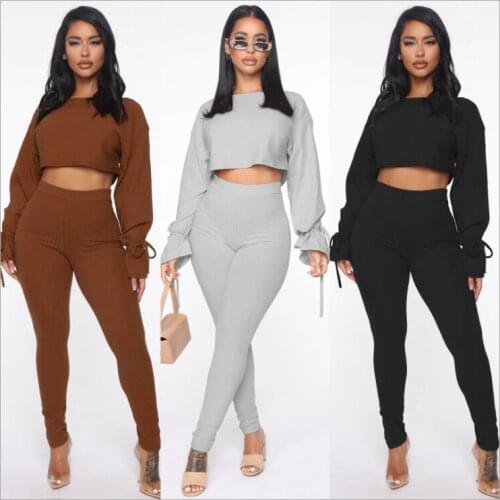 Cool Girl Streetwear Sports Track Suits Women Two Piece Outfits Long Sleeve Pullover Retro Top Skinny Pencil Pants Matching Sets