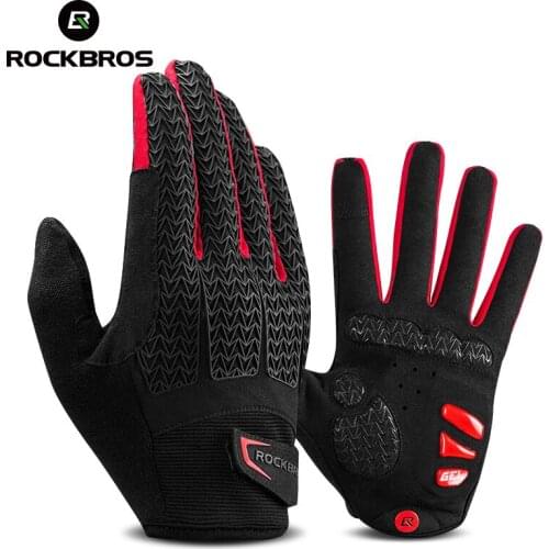 ROCKBROS Touch Screen Men Cycling Gloves Autumn Winter Windproof MTB Bike Bicycle Gloves GEL Pad Shockproof Full Finger Mittens
