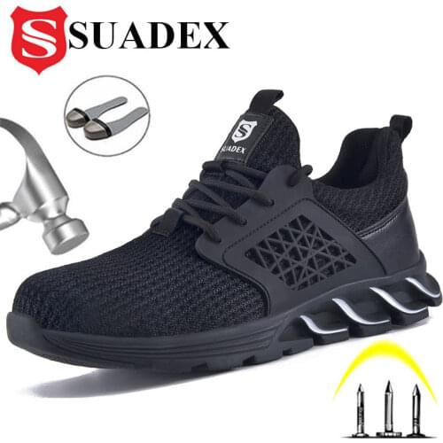 SUADEX Men Safety Shoes Boots Breathable Work Shoes Outdoor Comfort Non-Slip New Design Casual Puncture-Proof Sneakers 38-48