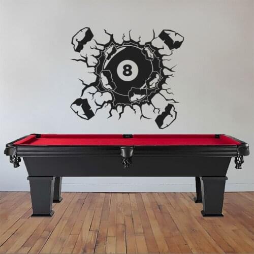 Eight Ball Wall Crack Billiard Wall Sticker Decal Sports Sticker Billiard Pool Wall Art Decoration A001039