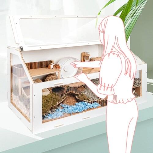 Inclined Door Wooden Hamster Cage Hamster Landscape Villa Golden Bear Dwarf Rat Chipmunk Small Animals Cage Hamster Accessories