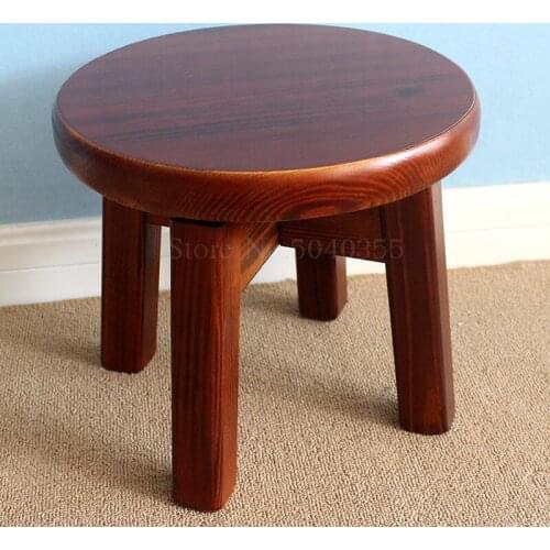 Household solid wood small stool rotating carbonized small bench wooden stool creative simple adult children small stool