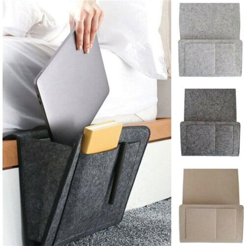 Hanging Bag Bedside Storage Gadget Organizer Bed Felt Pocket Caddy Sofa Holder