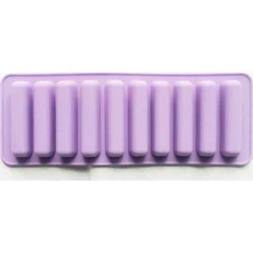 10 cells rectangular rectangle oblong Chocolate Cracker Bar Stick Block Ice Cube Jelly Tray Cylinder Silicone candy Mold Mould