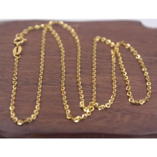 Real Pure 18K Yellow Gold Chain 1.6mmW Womens Link O Necklace 18'L Friend Gift