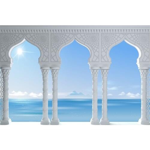 Seaside Palace Arch Scenic Photography Backgrounds Customized Children Photographic Backdrops For Home Decoration Photo Studio