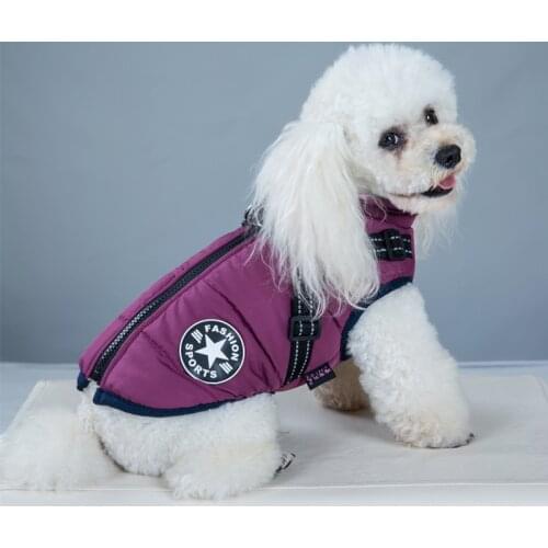 Pet Harness Coat Winter Warm Jacket Waterproof Puppy Outdoor Walking Adjustable Chest Strap Dog Cloth Vest Chihuahua Bulldog