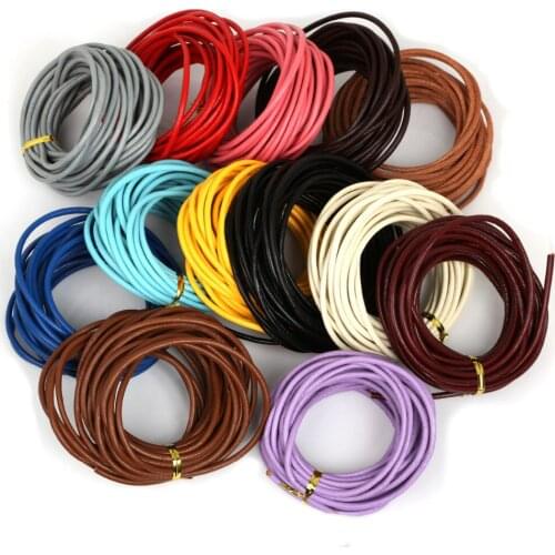 New Fashion 5 Meter 1 /1.5 /2/ 3MM Simulation Real Leather Cords Round Rope String Cord For DIY Jewelry Craft Making