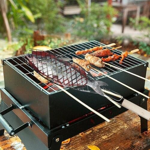 Foldable Barbecue Grilling Basket Grill BBQ Net Steak Meat Fish Vegetable Holder Portable barbecue basket barbecue rack