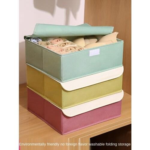 Fabric clothes storage box drawer storage box with lid foldable artifact household clothes sorting box trumpet