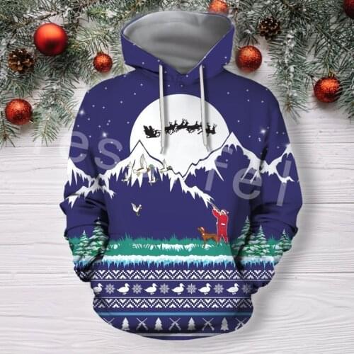 Tessffel Merry Christmas Santa Claus 3D Printed Hoodies Sweatshirts Zip Hooded For Men And Women Casual Streetwear Style-C08