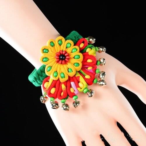 Ethnic style jewelry fabric crafts bracelets handmade jewelry cloth bells bracelets fabric jewelry