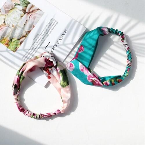 Vintage Headbands Women Cross Knot Flower Turban Hair Accessories Jewelry Elastic Silk Hairbands Face Washing Summer Sport Tiara
