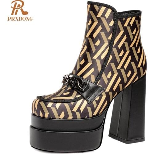 Top Quality Winter Knee High Boots Ladies Platform Boots High Heels Square Toe Women Shoes Party Weddings Black Beige 2021 Fall