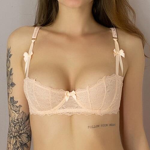 Women Bra Lace For Plunge Size 28-42 Ultra-Thin Lingerie Exquisite Underwire Sexy Half-Cup Bralette Female Underwear Tops