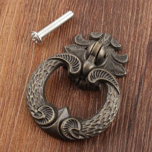 1set Ring Knob Antique Bronze Handle Single Hole Pull w/screw Kitchen Cabinet Drawer Wardrobe Cupboard Decor 44*61mm Retro Lace
