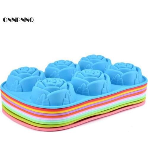 1pcs Creative Diy 6 Holes Rose Cake Mold Silicone Molds For Cakes Baking Silicone Pad Cake Decorating Tools Multif Cooking Tools