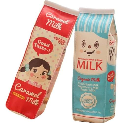 1pcs Random Creative Large Capacity Student Stationery Box Cute Carton Milk Box Pencil Bag For Children Kawaii Storage Tool