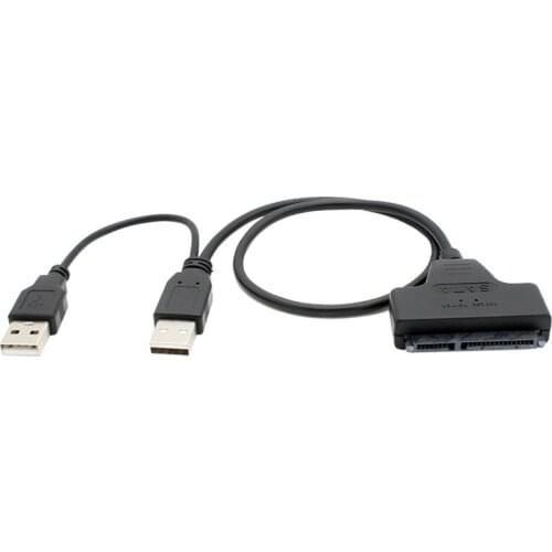 100pcs USB2.0 USB 2.0 to SATA Serial ATA 15+7 22P 22Pin connector Adapter Cable For 2.5" HDD Laptop Hard Drive with USB power