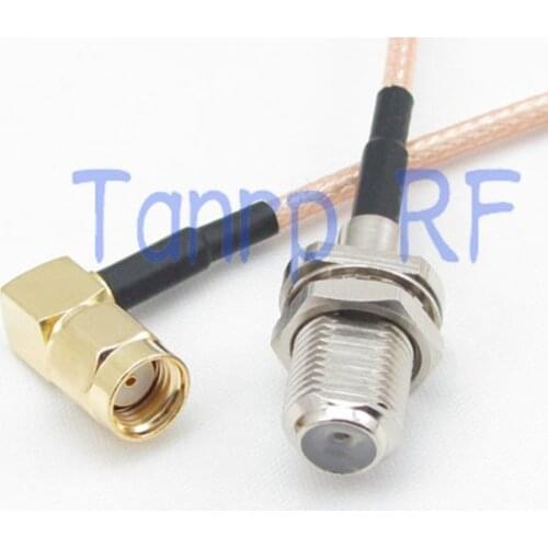 20inch F female jack to RP SMA male right angle RF adapter connector 50CM Pigtail coaxial jumper cable RG316 extension cord