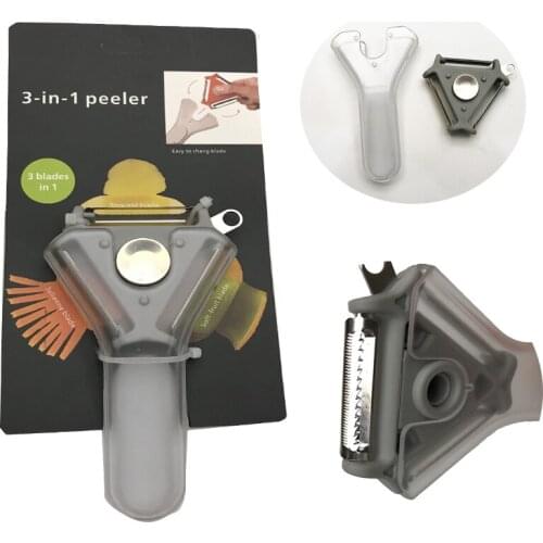 2018 3-in-1 Peeler with Rotating Head Potato Peeling Knife Vegetable Fruit Turnip Slicer Grater Kitchen Tool