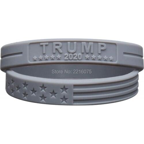 300pcs Gray Trump Keep America Great with American Flag for President wristband silicone bracelets free shipping by DHL A