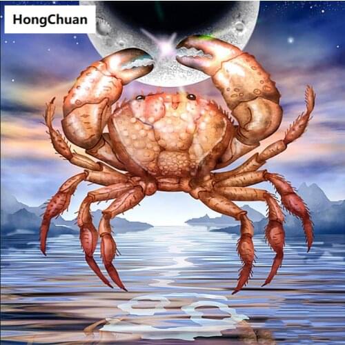 Diamond embroidery, moon crab, 5d diamond painting square, round diamond inlay, rhinestone pictures, cross stitch new year gifts