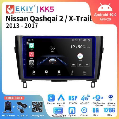 EKIY QLED 1280*720P Car Multimedia For Nissan Qashqai X-Trail All-in-One Auto Radio GPS Navigation Smart Stereo Receiver Carplay
