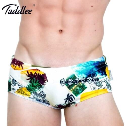 Taddlee Brand Sexy Mens Swimwear Swim Bikini Boxer Briefs 3D Printed Beach Board Shorts Surfing Low Waist Men Swimsuits Gay New
