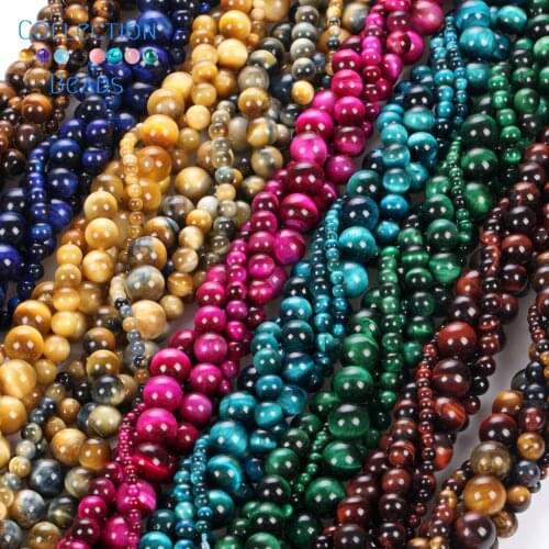 4/6/8/10/12mm Natural Yellow Blue Tiger Eye Stone Round Beads for Jewelry Making Spacer Beads Diy Women Bracelets Accessories
